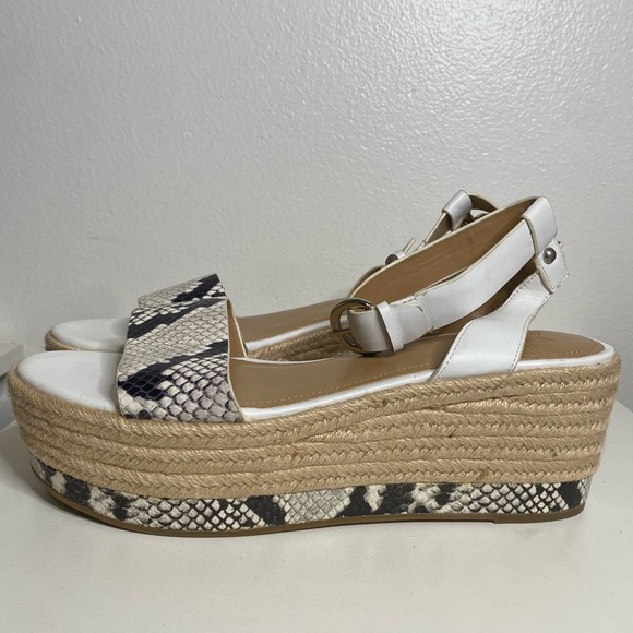 🍄 Marc Fisher Women Gigli Black White Snake Print Espadrille Sandal Siz… - Picture 4 of 13